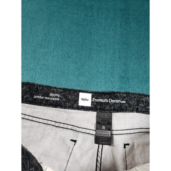 Mossimo Jeans Size 8 Womens Black Stretch Denim Pants Floral Mid Rise Skinny - Picture 3 of 11